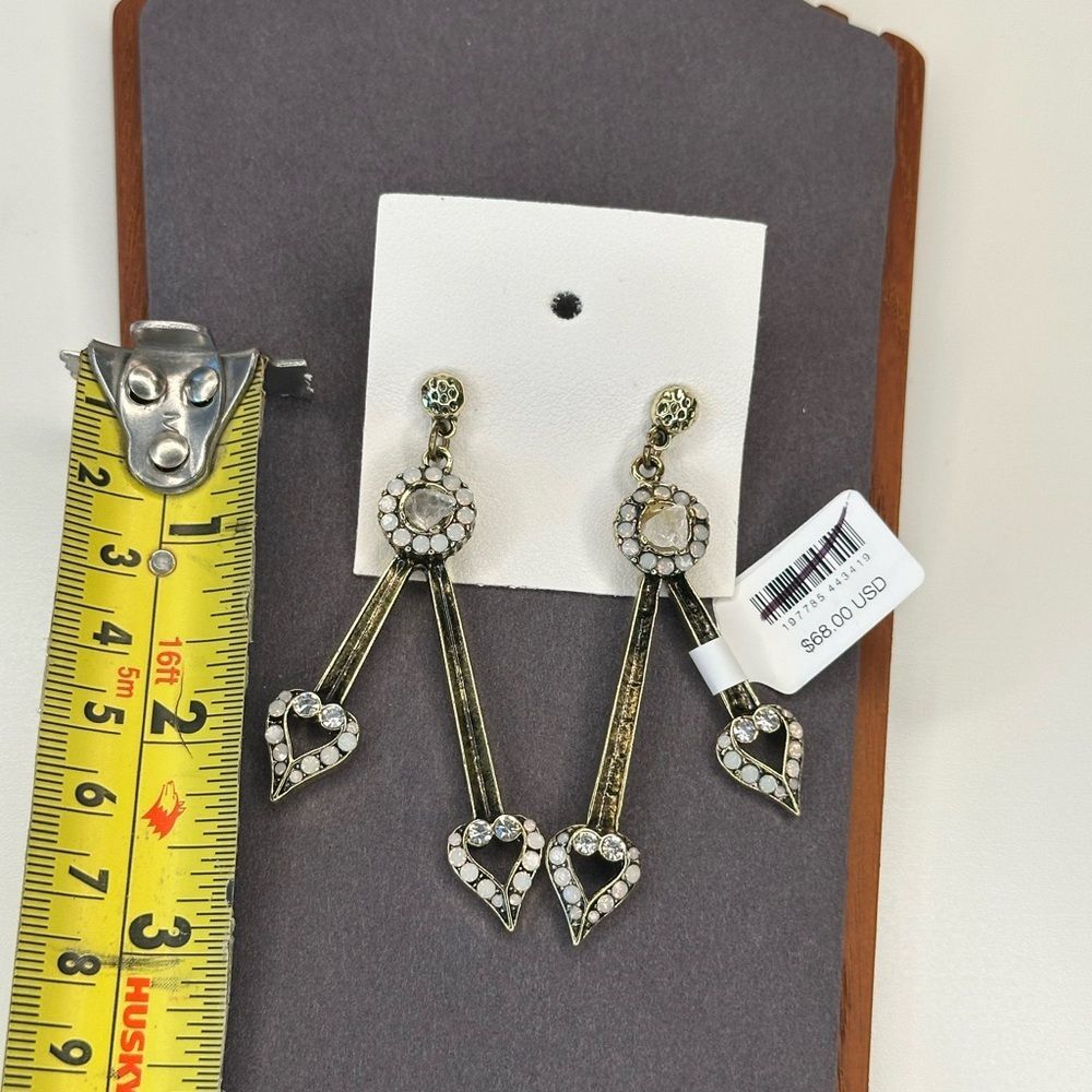 NWT Free People | Ariana Ost Paula Dangles Earrings, New With Tags Brass Hearts - Picture 5 of 6